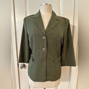 Olive Green 3/4 Sleeve Blazer – Size 10